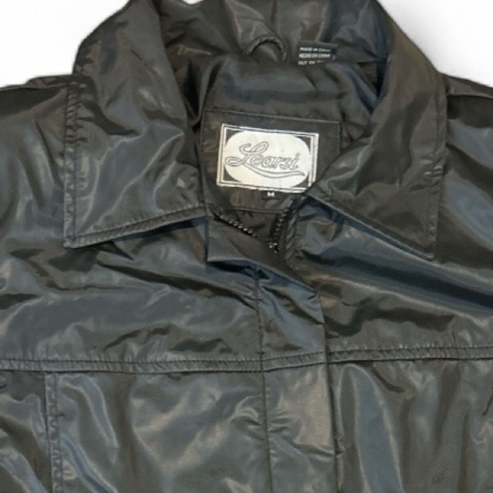 VTG Learsi‎ Black Jacket Size Medium Vintage 100% polyester padded shoulders